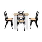 Oikiture 160cm Extendable Dining Table with 6PCS Crossback Chairs Black - Image 4