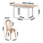 Oikiture 160cm Extendable Dining Table with 6PCS Crossback Chairs Natural - Image 8