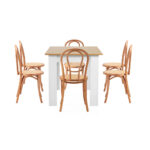 Oikiture 160cm Extendable Dining Table with 6PCS Crossback Chairs Natural - Image 2