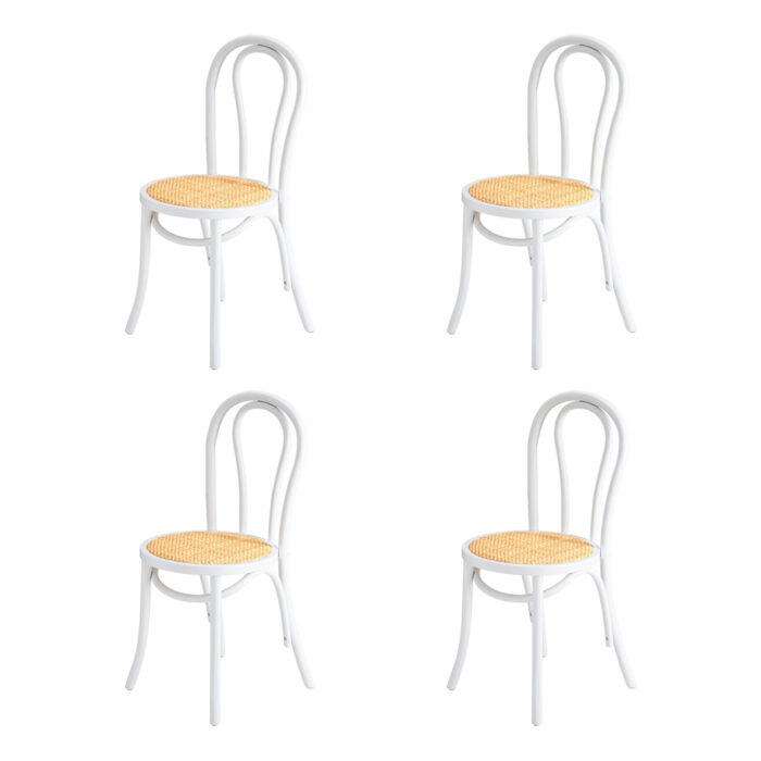 Oikiture 160cm Extendable Dining Table with 4PCS Crossback Chairs White - Image 4