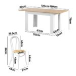 Oikiture 160cm Extendable Dining Table with 4PCS Crossback Chairs White - Image 2