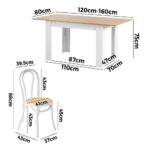 Oikiture 160cm Extendable Dining Table with 6PCS Crossback Chairs White - Image 3