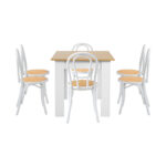 Oikiture 160cm Extendable Dining Table with 6PCS Crossback Chairs White - Image 2
