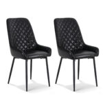 Artiss 2x Dining Chairs Retro PU Leather Kitchen Lounge Cafe Accent Chair Black