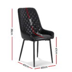 Artiss 2x Dining Chairs Retro PU Leather Kitchen Lounge Cafe Accent Chair Black - Image 2