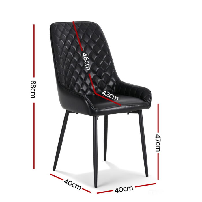 Artiss 2x Dining Chairs Retro PU Leather Kitchen Lounge Cafe Accent Chair Black - Image 2