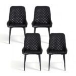 Artiss 4x Dining Chairs Retro PU Leather Kitchen Lounge Cafe Accent Chair Black - Image 3