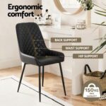 Artiss 4x Dining Chairs Retro PU Leather Kitchen Lounge Cafe Accent Chair Black - Image 4