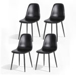 Artiss 4x Dining Chairs Retro PU Leather Kitchen Lounge Cafe Accent Chair Black