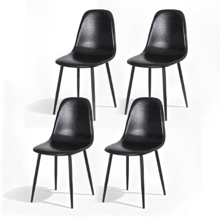 Artiss 4x Dining Chairs Retro PU Leather Kitchen Lounge Cafe Accent Chair Black