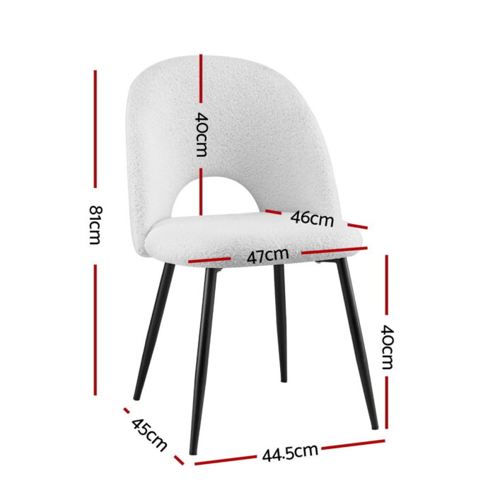 1 Set of 2 Artiss Dining Chair Boucle Sherpa - Image 2