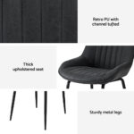 Artiss 2x Dining Chairs Retro PU Leather Kitchen Lounge Cafe Accent Chair Black - Image 6