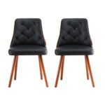 1 Set of 4 Artiss Dining Chairs Black PU - Image 3