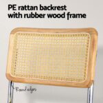 Artiss Dining Chairs Set of 2 Velvet Rattan Cantilever Yellow - Image 5