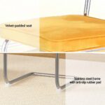 Artiss Dining Chairs Set of 4 Velvet Rattan Cantilever Yellow - Image 6