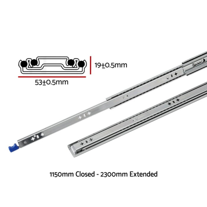Giantz 2x Drawer Slides Heavy Duty Full Extension Locking 1150-2300mm Length - Image 2