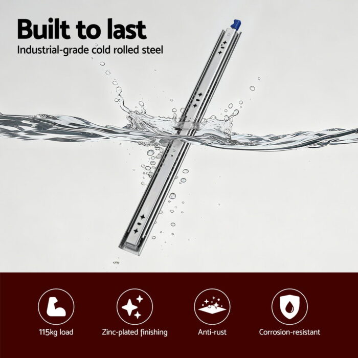 Giantz 2x Drawer Slides Heavy Duty Full Extension Locking 1150-2300mm Length - Image 4