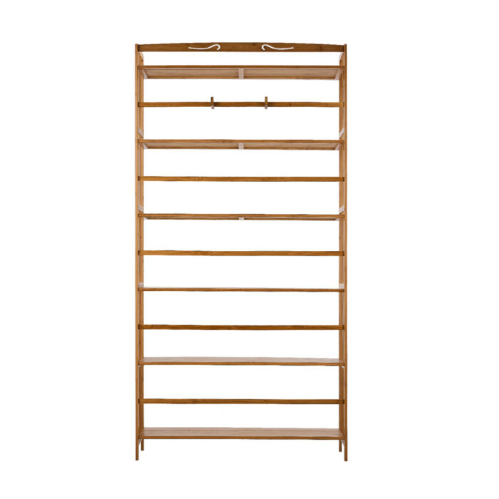 Oikiture 6-tier Bamboo Bookshelf Bookcase Adjustable Display Shelf - Image 6