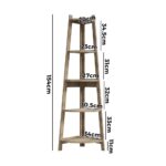 Oikiture Corner Ladder Shelf 5 Tier Display Stand Bookshelf Natural - Image 2
