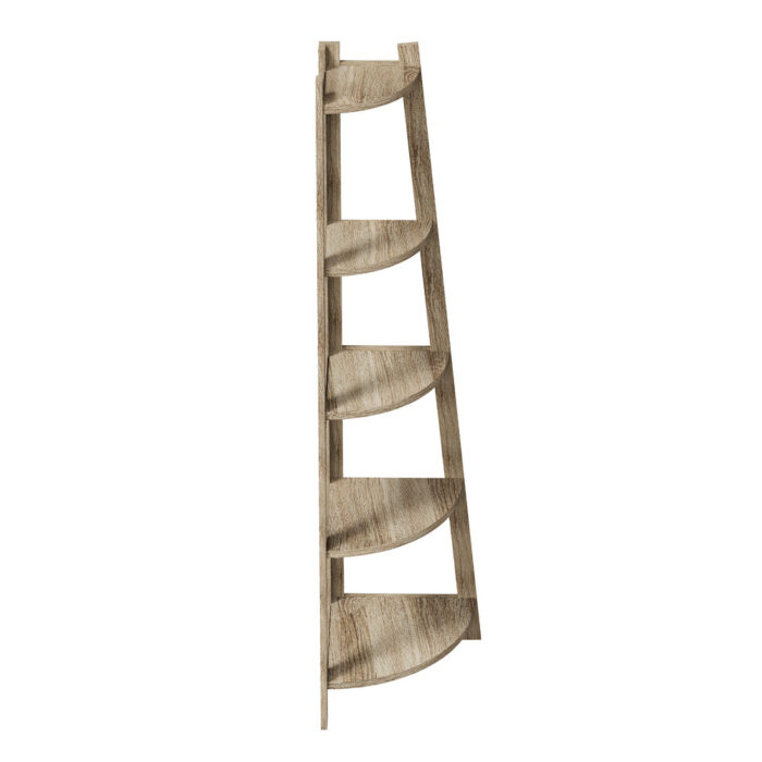 Oikiture Corner Ladder Shelf 5 Tier Display Stand Bookshelf Natural - Image 10