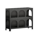 Oikiture Display Shelf Storage Stand Bookshelf Black