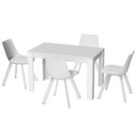 1 Artiss Dining Table and 4 Chairs Set Rectangle White