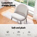 1 Artiss Dining Table and 4 Chairs Set White Sherpa - Image 6