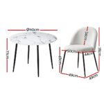 1 Artiss Dining Table and 4 Chairs Set Marble White - Image 2