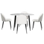 1 Artiss Dining Table and 4 Chairs Set Marble White - Image 3