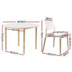 1 Artiss Dining Table and 4 Chairs Set White Wood - Image 2