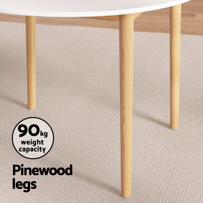 1 Artiss Dining Table and 4 Chairs Set White Wood - Image 5