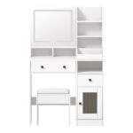 Oikiture Dressing Table Stool Set LED Light White - Image 8