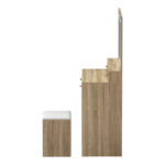 Oikiture Dressing Table Stool Set LED Mirror Natural - Image 2