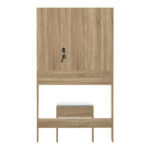 Oikiture Dressing Table Stool Set LED Mirror Natural - Image 3