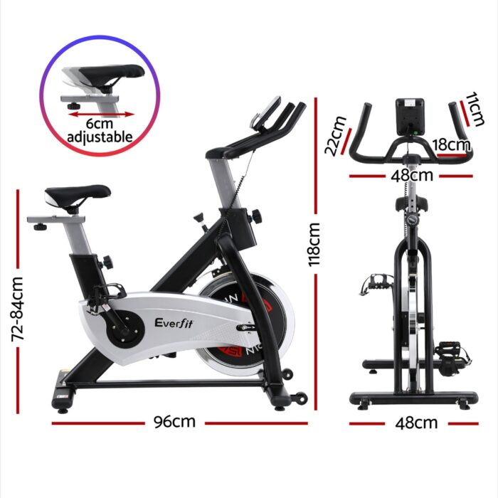 15kg Flywheel Spin Bike Everfit Exercise Bike Home Gym Fitness 120KG Capacity - Image 2