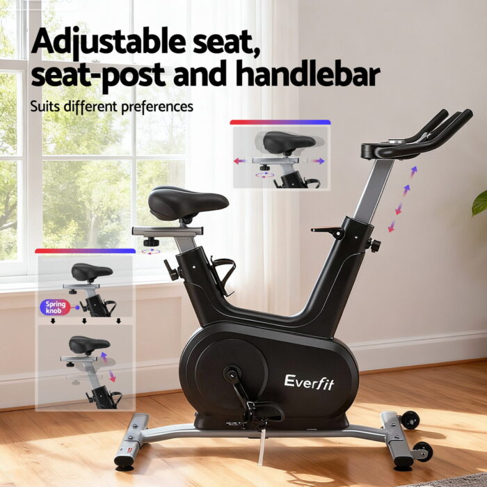 Everfit Exercise Bike Spin Bike Electromagnetic Smart Home Fitness 24-Level Resistance 120kg Bluetooth - Image 4