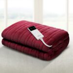 Giselle Electric Throw Rug Heated Blanket Fleece Red