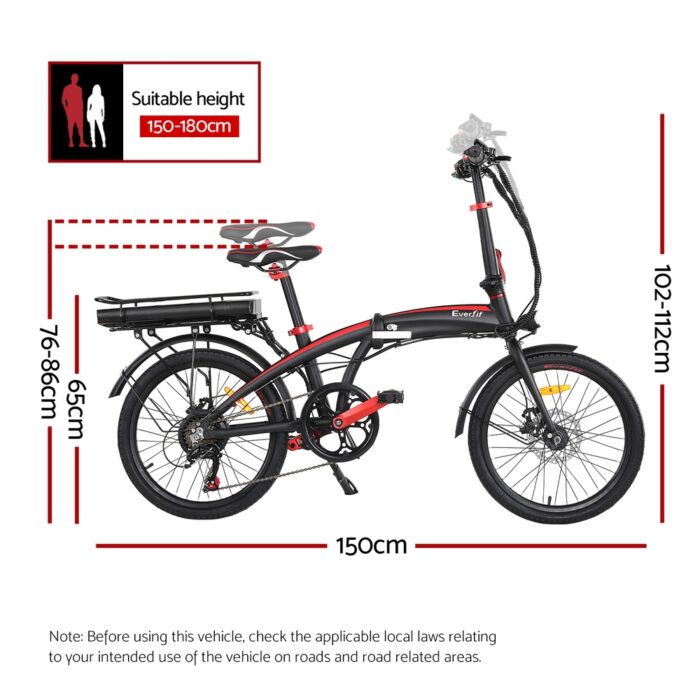 Everfit Folding Electric Bike Urban City Bicycle eBike Rechargeable Battery 250W - Image 2