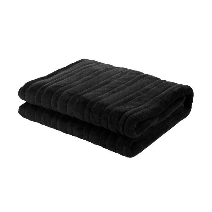 Bedra Washable Electric Heated Throw Rug Flannel Black - Image 8