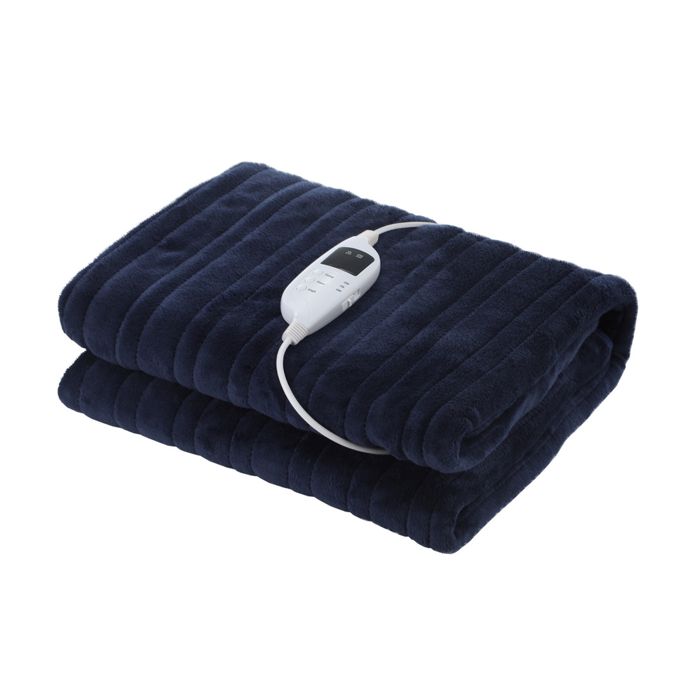 EBK-THROW-BU-01 Bedra Washable Electric Heated Throw Rug Flannel Blue - Image 1