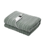 Bedra Electric Heated Blanket Washable Throw Rug Coral Fleece Light Green