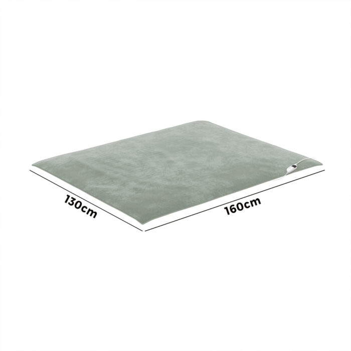 Bedra Electric Heated Blanket Washable Throw Rug Coral Fleece Light Green - Image 5