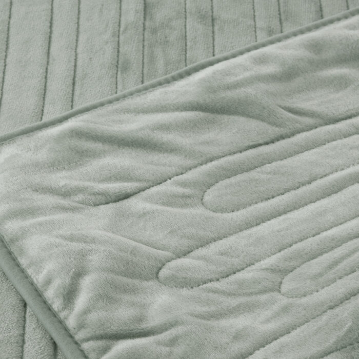 Bedra Electric Heated Blanket Washable Throw Rug Coral Fleece Light Green - Image 7