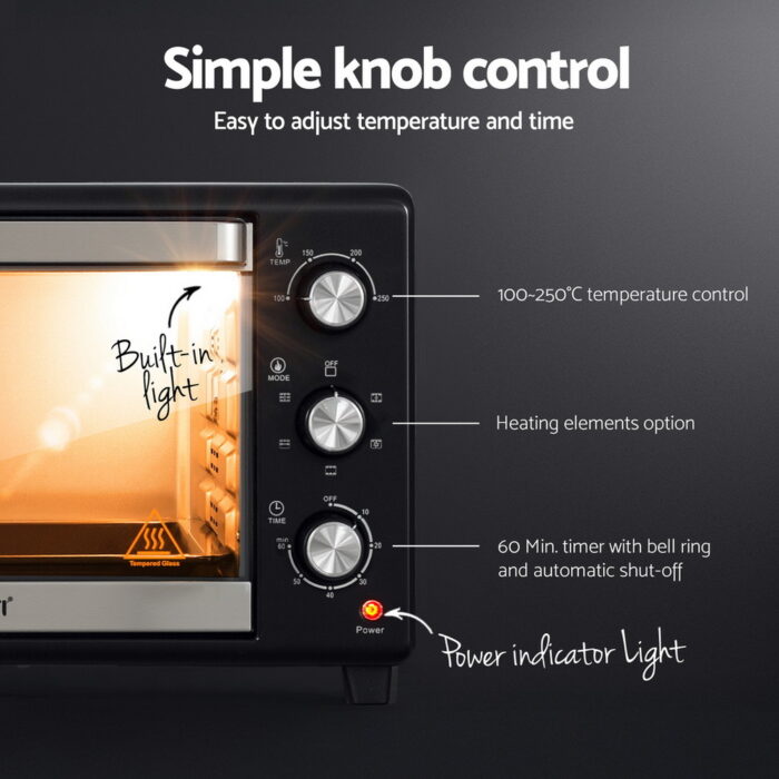 Devanti 30L Convection Oven Electric Fryer Ovens 1600W - Image 6