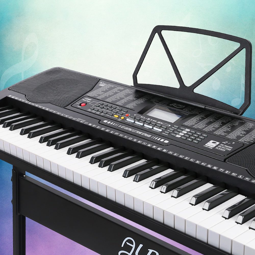 EK-KL-91M-BK-H-202502281914-00 Alpha 61 Keys Electronic Piano Keyboard Digital Electric w/ Stand Lighted Black - Image 1
