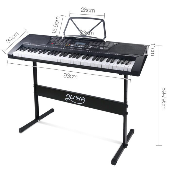 Alpha 61 Keys Electronic Piano Keyboard Digital Electric w/ Stand Lighted Black - Image 2