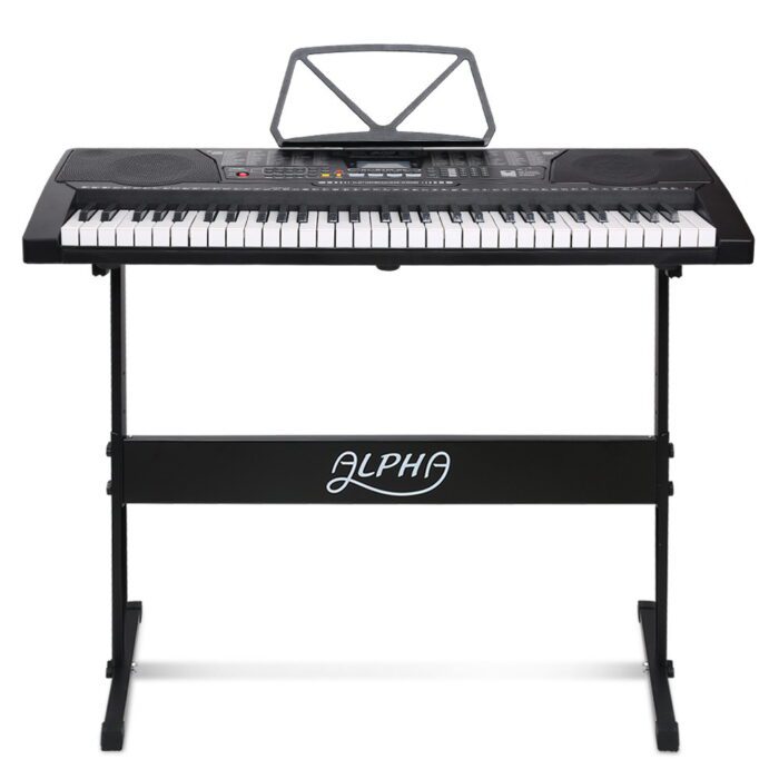 Alpha 61 Keys Electronic Piano Keyboard Digital Electric w/ Stand Lighted Black - Image 3