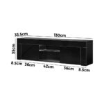 Oikiture TV Stand Cabinet Entertainment Unit RGB LED Gloss 130cm Black - Image 7