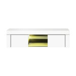 Oikiture TV Stand Cabinet Entertainment Unit RGB LED Gloss 130cm White - Image 3