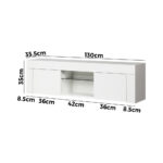 Oikiture TV Stand Cabinet Entertainment Unit RGB LED Gloss 130cm White - Image 4